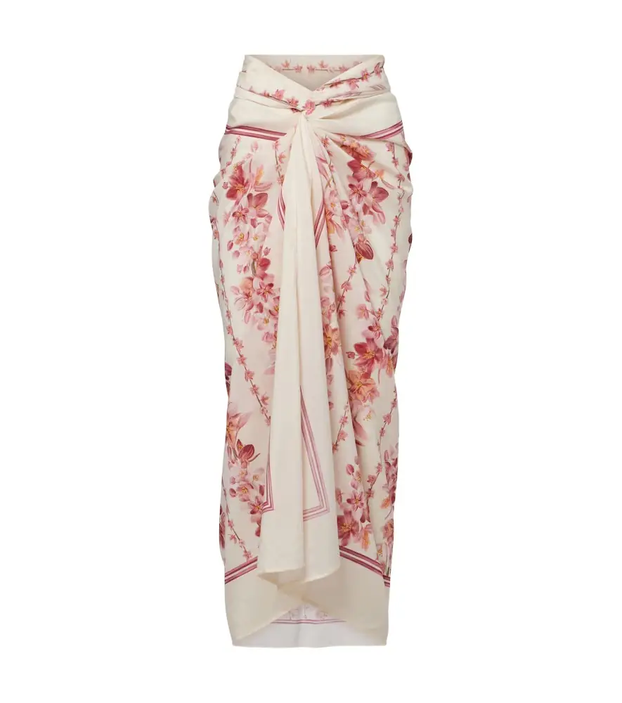 Agua by Agua Bendita Lavanda floral cotton and silk beach cover-up