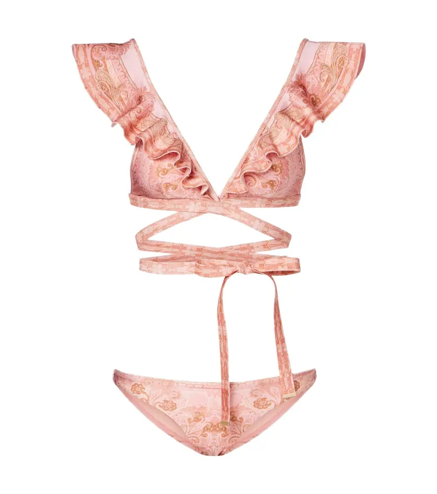 Zimmermann Como printed ruffled bikini