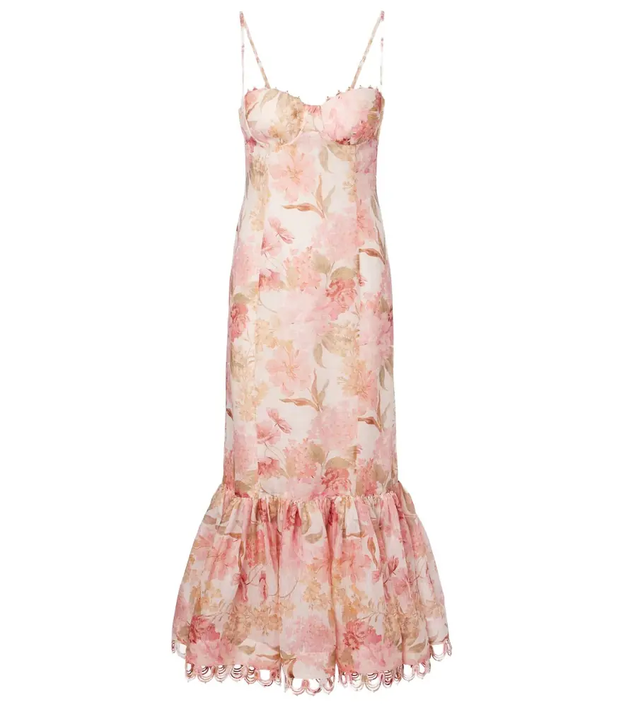 Zimmermann Como floral linen and silk midi dress