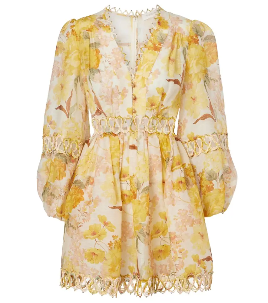 Zimmermann Como floral linen and silk minidress