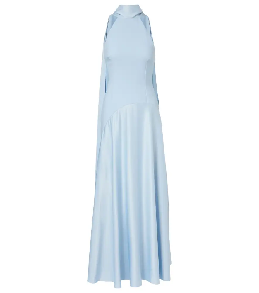 Solace London Cece halterneck crêpe and satin gown