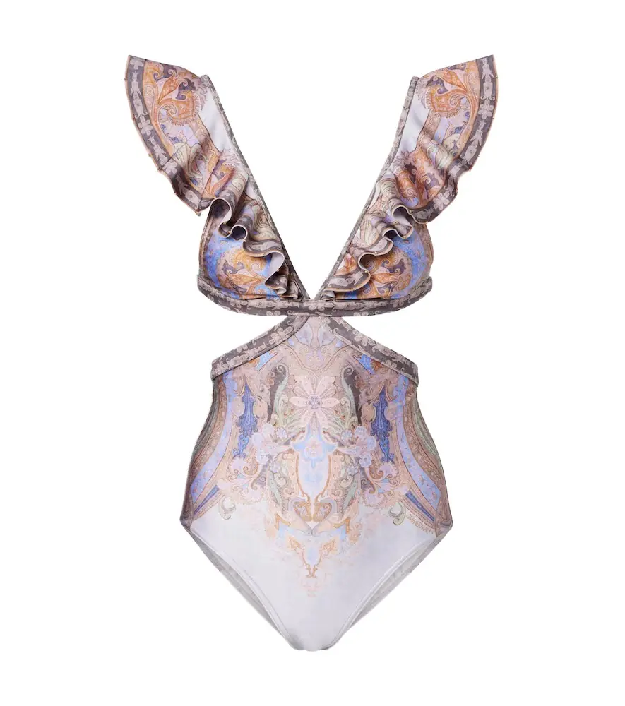 Zimmermann Como cutout printed swimsuit