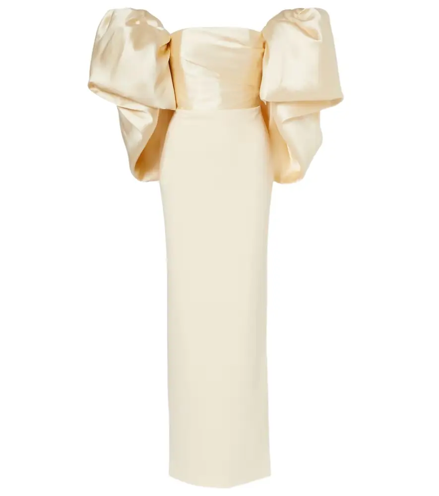 Solace London Floris strapless satin and crêpe gown