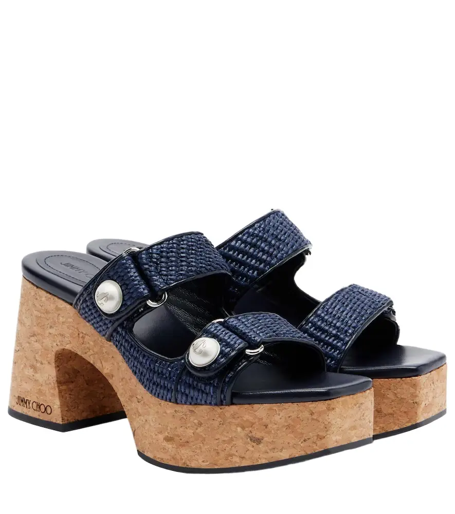 Jimmy Choo Fayence raffia-effect platform sandals