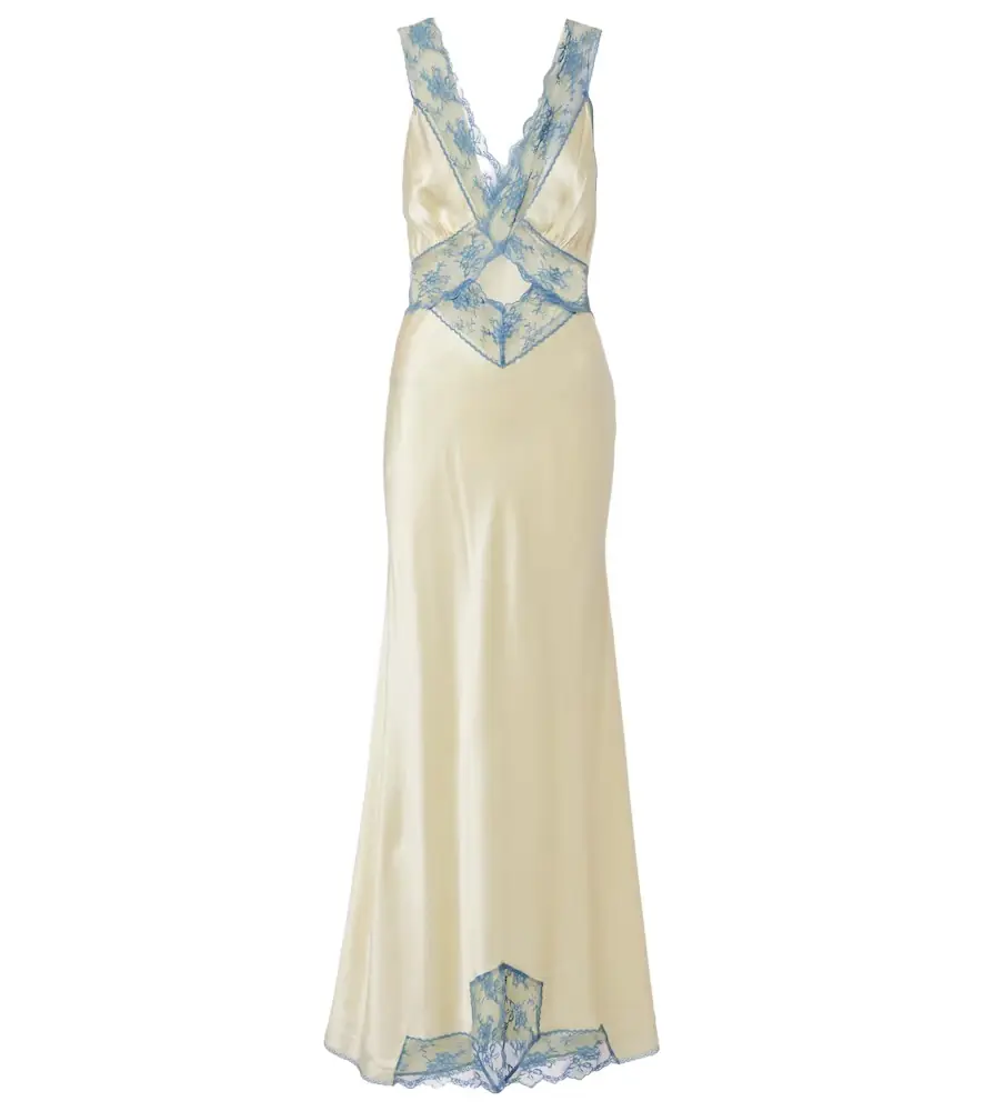 SIR Lace-trimmed silk maxi dress