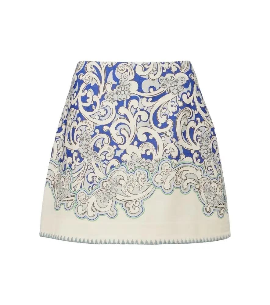 Alemais Alémais Printed linen and cotton miniskirt
