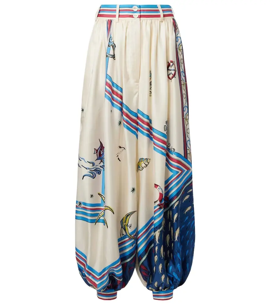 Alemais Alémais Apollo printed cropped silk satin balloon pants