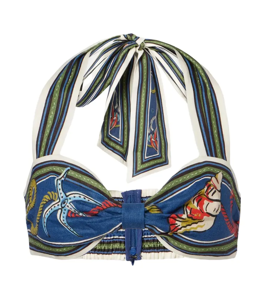 Alemais Alémais Cove printed linen bra top
