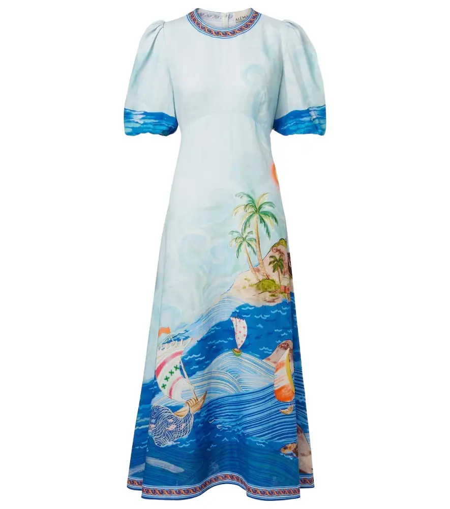 Alemais Alémais Printed linen midi dress
