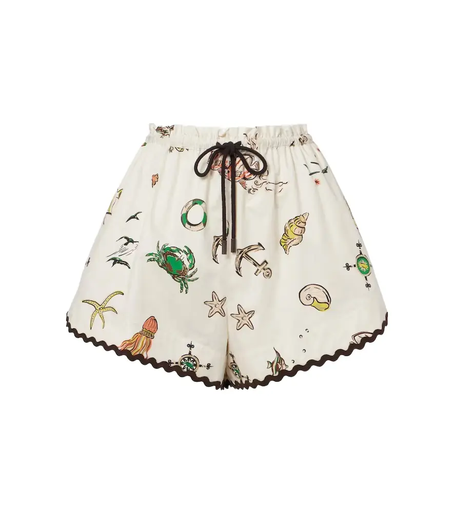 Alemais Alémais Printed cotton shorts