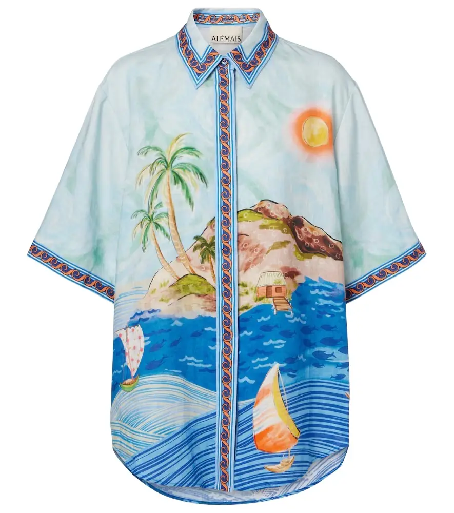 Alemais Alémais Printed linen shirt