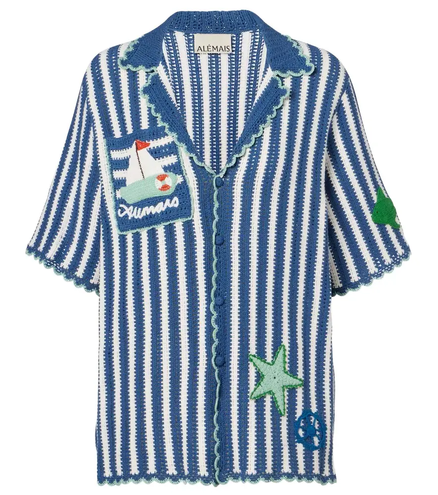 Alemais Alémais Crochet striped cotton shirt