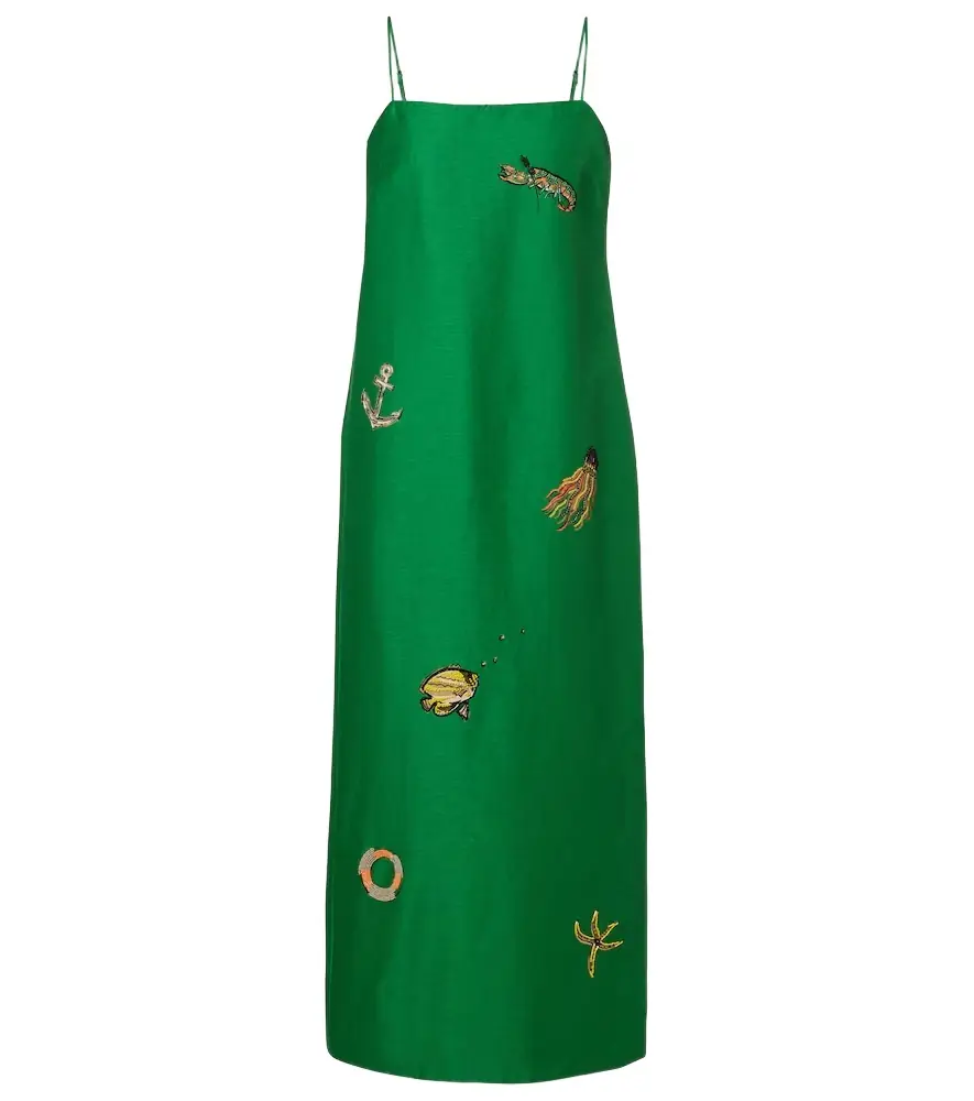 Alemais Alémais Embellished printed linen-blend maxi dress