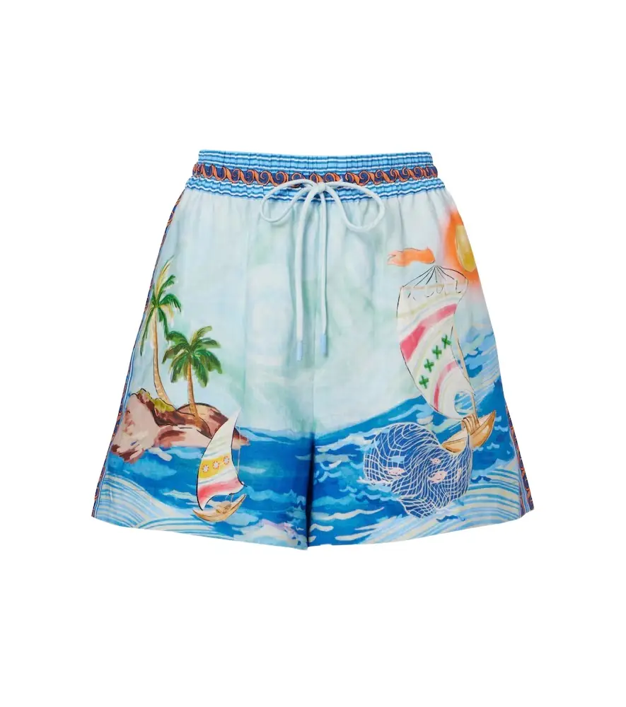 Alemais Alémais Printed linen shorts