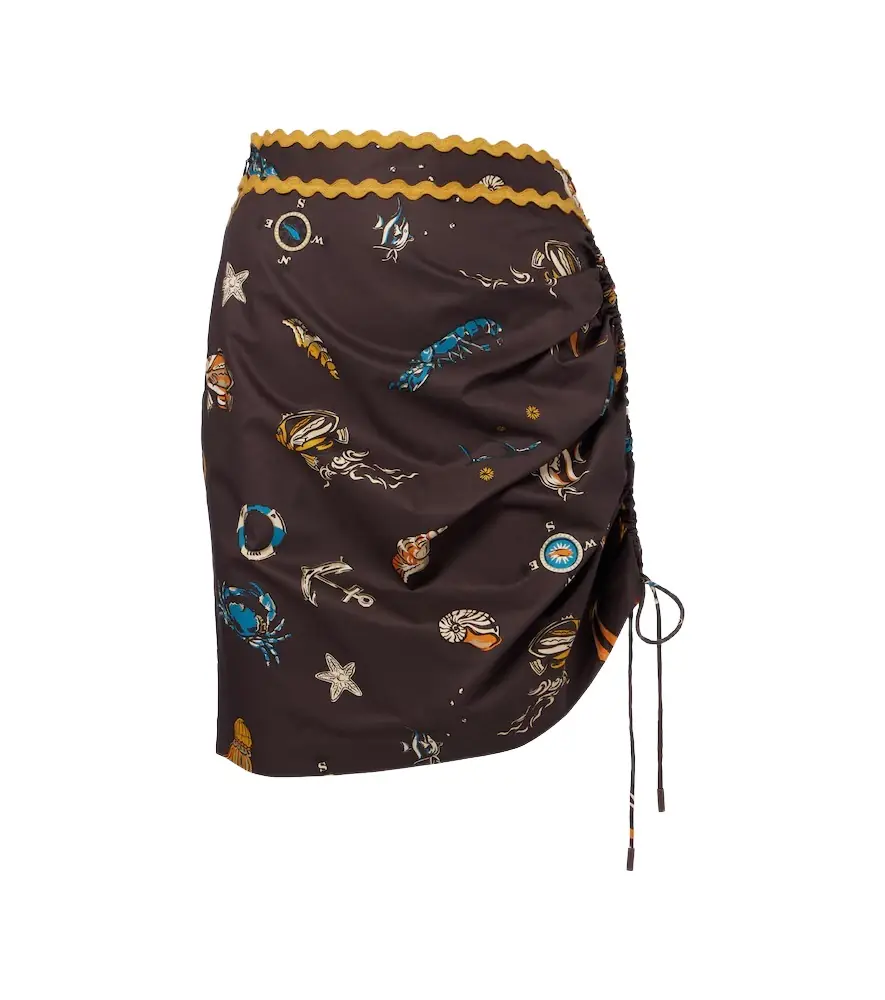 Alemais Alémais Printed ruched cotton miniskirt