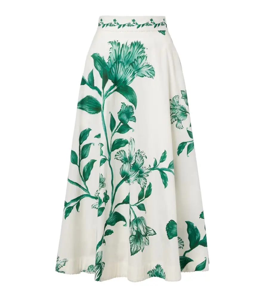Agua by Agua Bendita Bergamota embellished floral cotton midi skirt