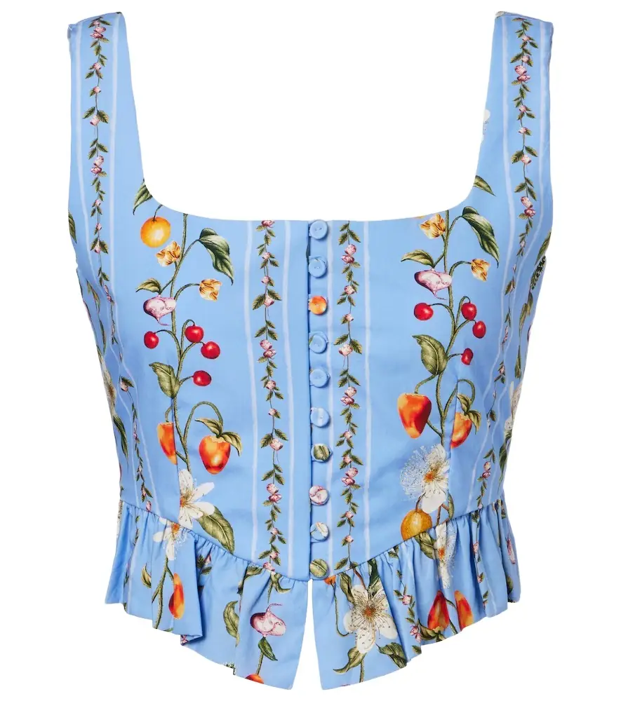 Agua by Agua Bendita Eslabón printed cotton bustier top