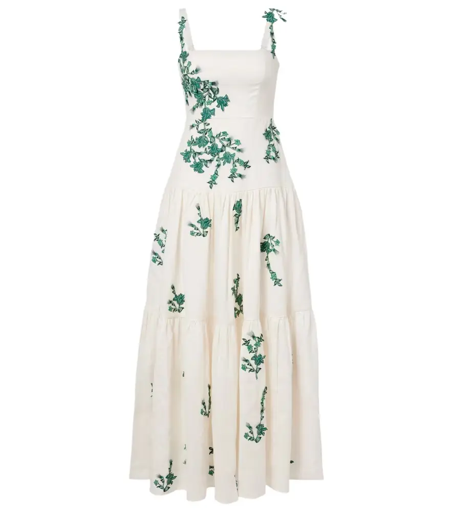 Agua by Agua Bendita Lima embroidered linen maxi dress