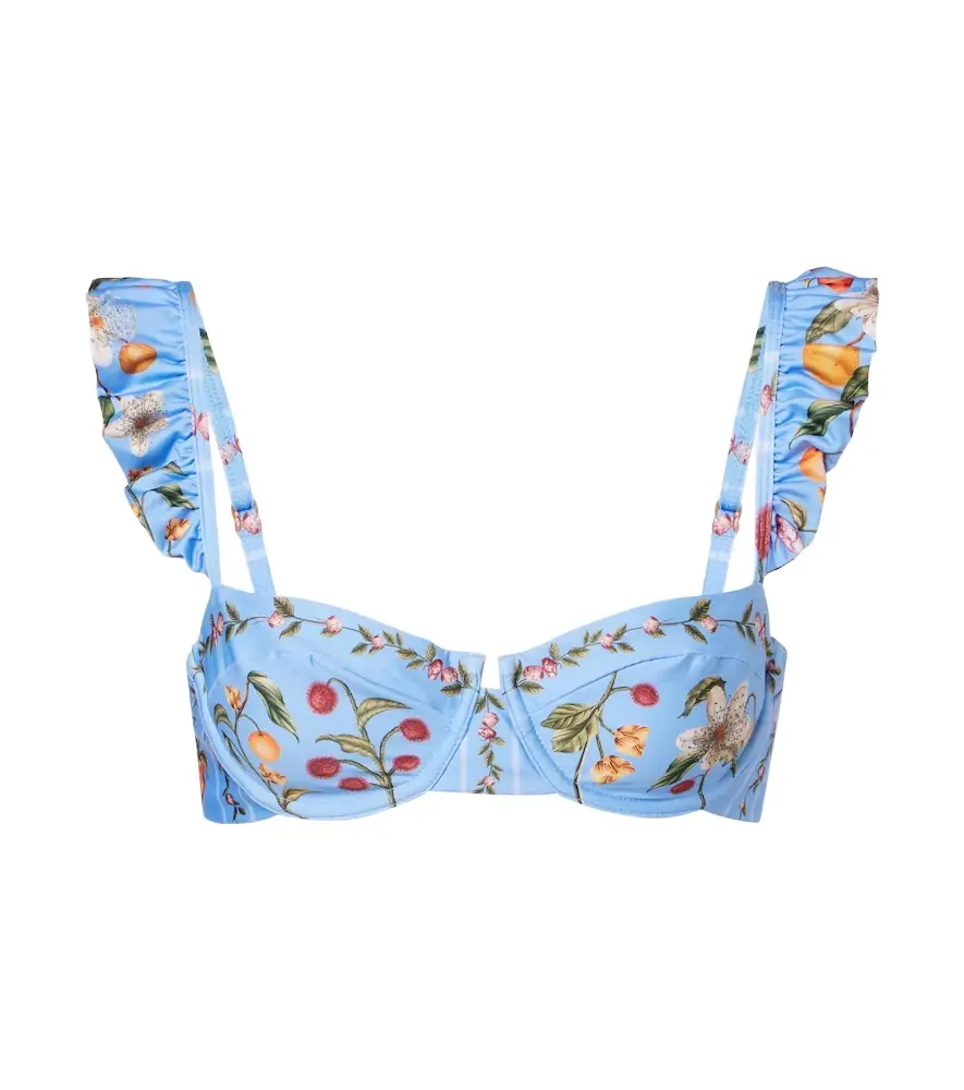 Agua by Agua Bendita Kiwi printed ruffled bikini top