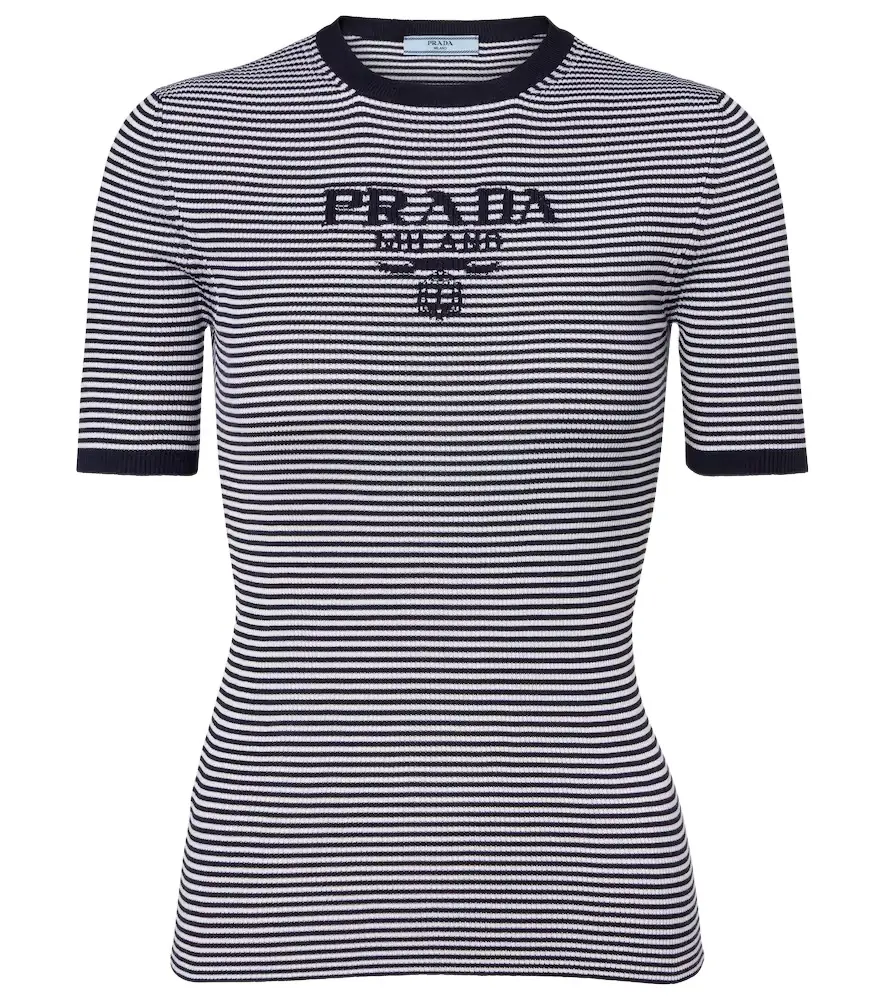 Prada Logo striped silk sweater