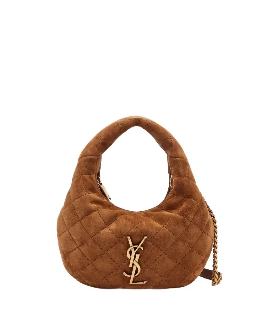 Saint Laurent Icarino Mini quilted suede top-handle bag