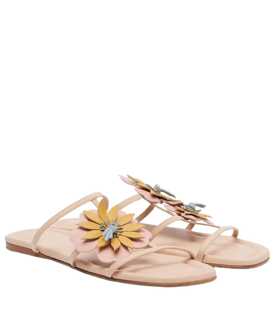 Zimmermann Lilia floral-appliqué leather sandals