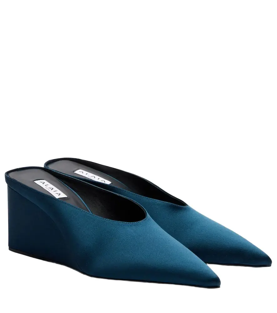 Alaia Alaïa Cube satin wedge mules