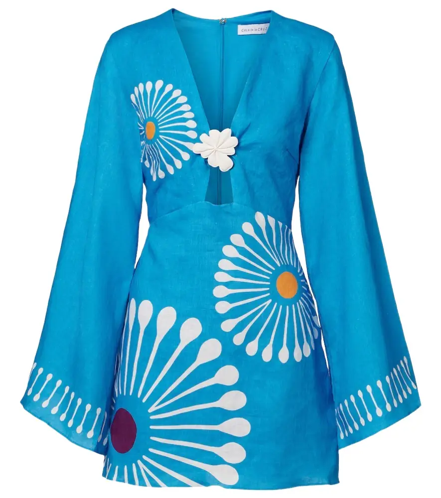 Cala de la Cruz Vera floral linen minidress