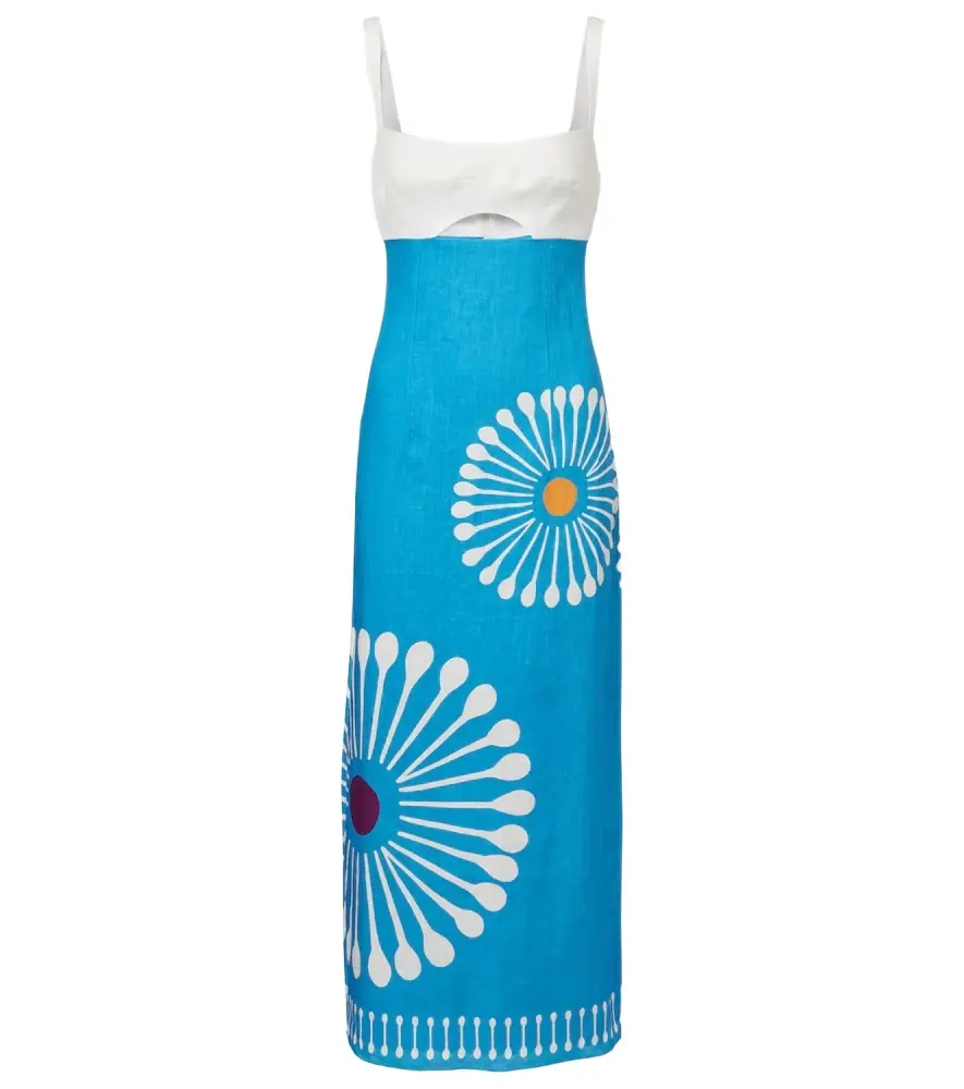 Cala de la Cruz Nara cutout floral linen midi dress