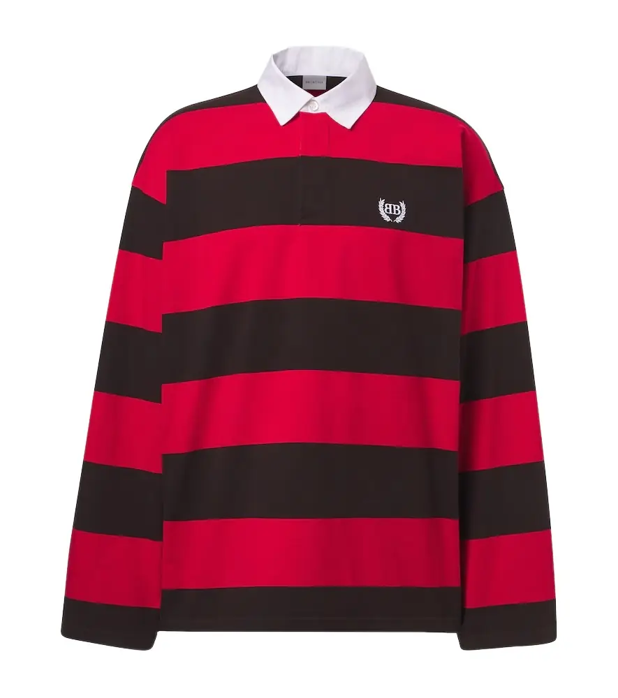Balenciaga Oversized striped cotton jersey polo shirt
