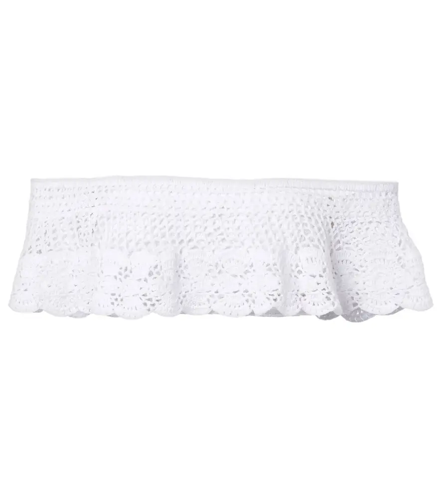 Anna Kosturova Crochet off-shoulder cotton crop top
