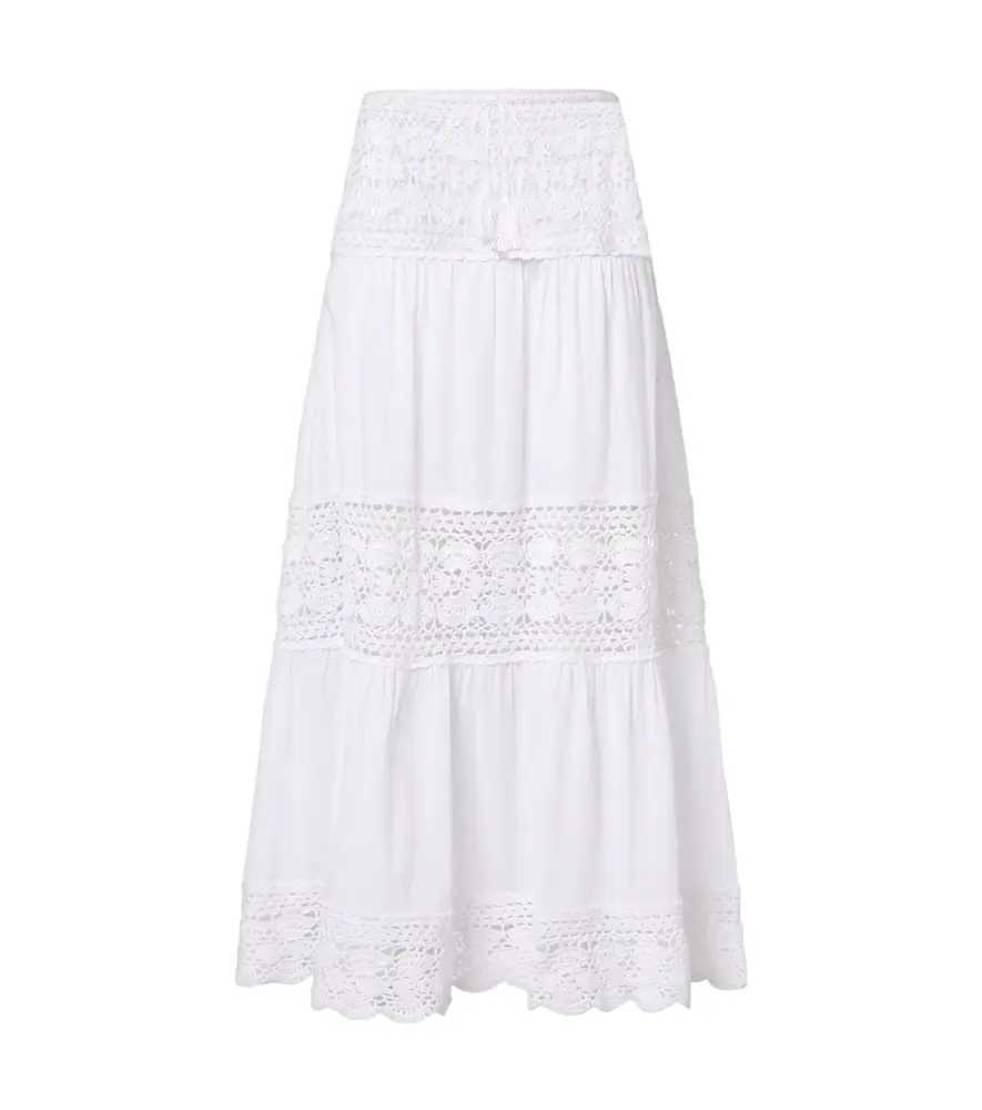 Anna Kosturova Filigree crochet-trimmed cotton maxi skirt