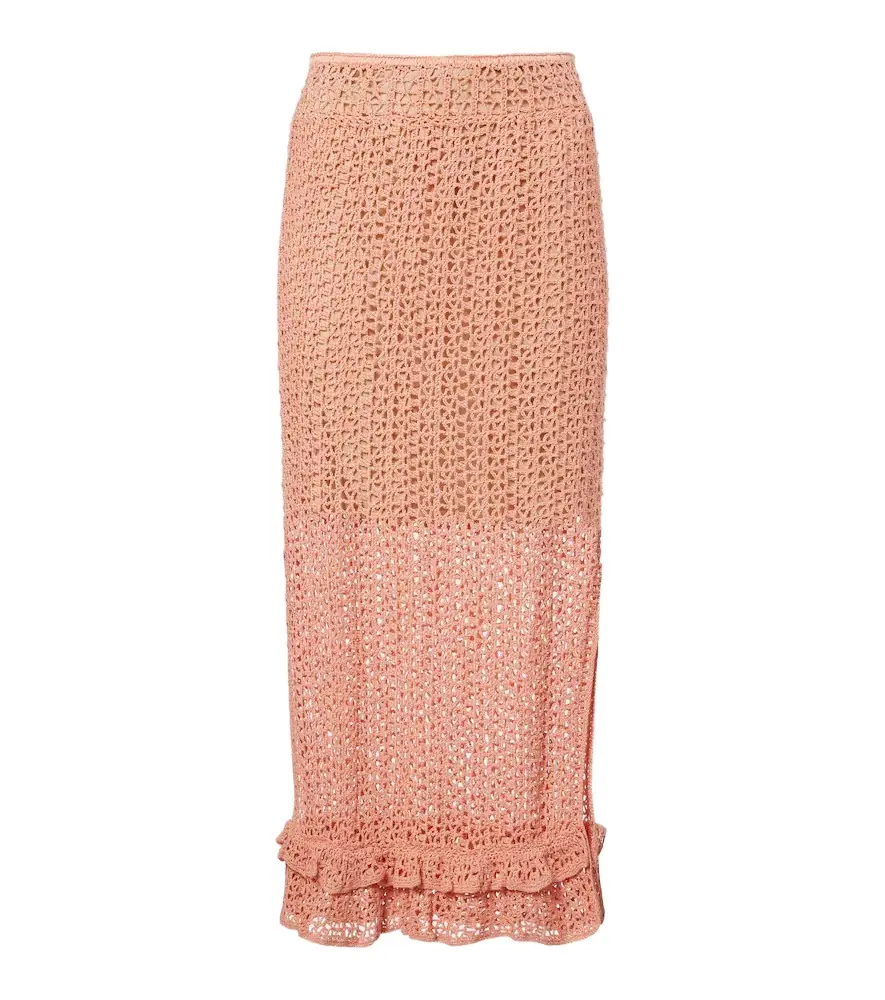Anna Kosturova Rosette crochet cotton midi skirt
