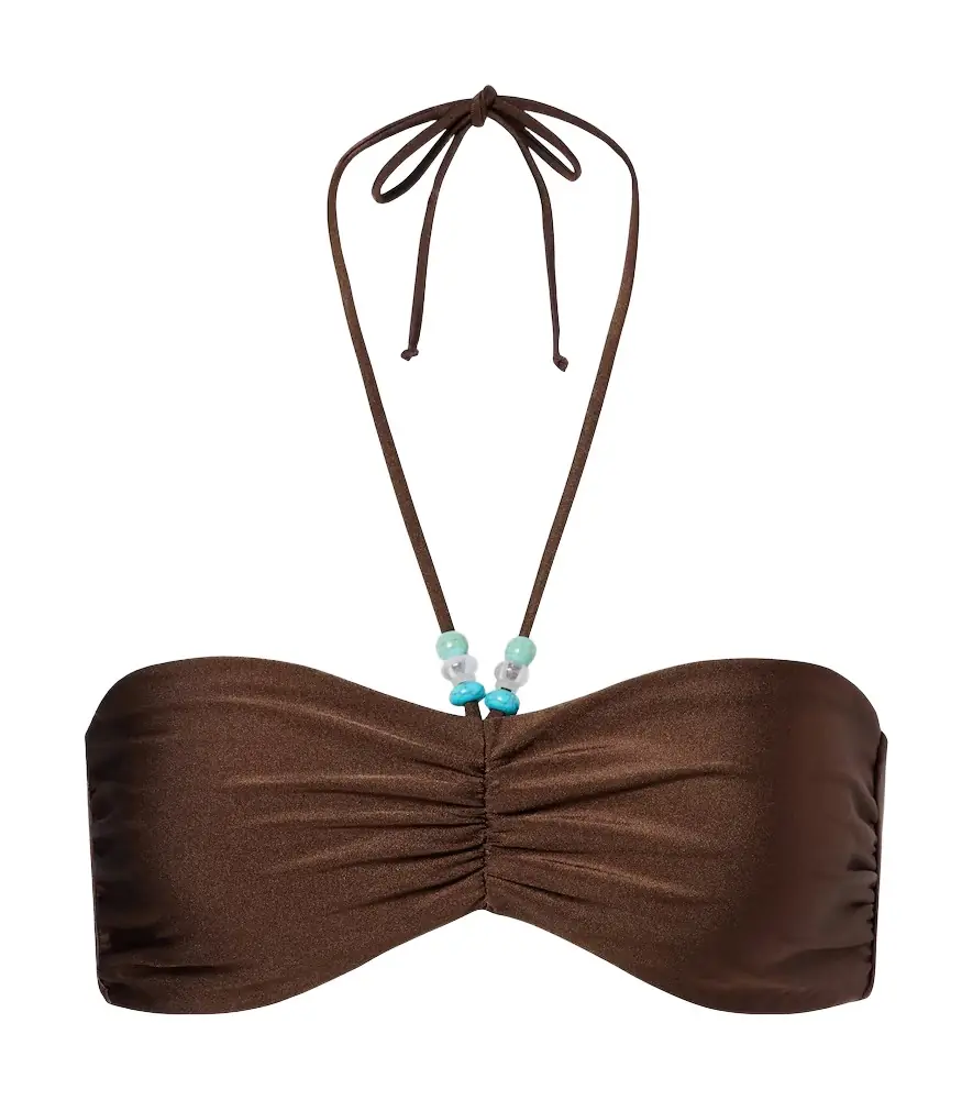 Jade Swim Zoe beaded ruched bikini top