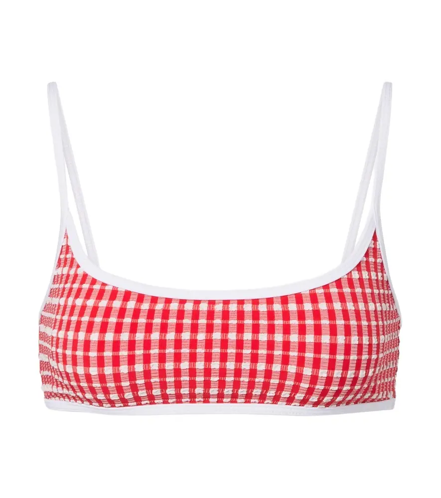 Jade Swim Muse Scoop gingham bikini top