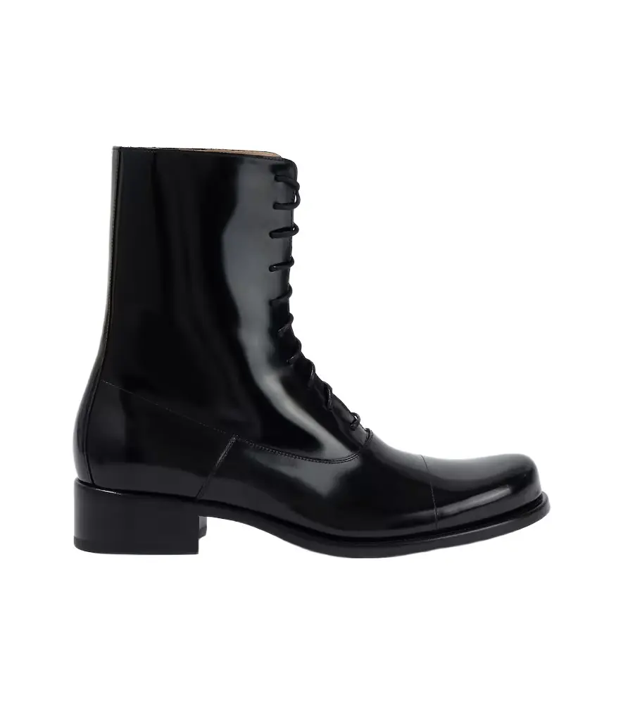 The Row Kai patent leather lace-up boots