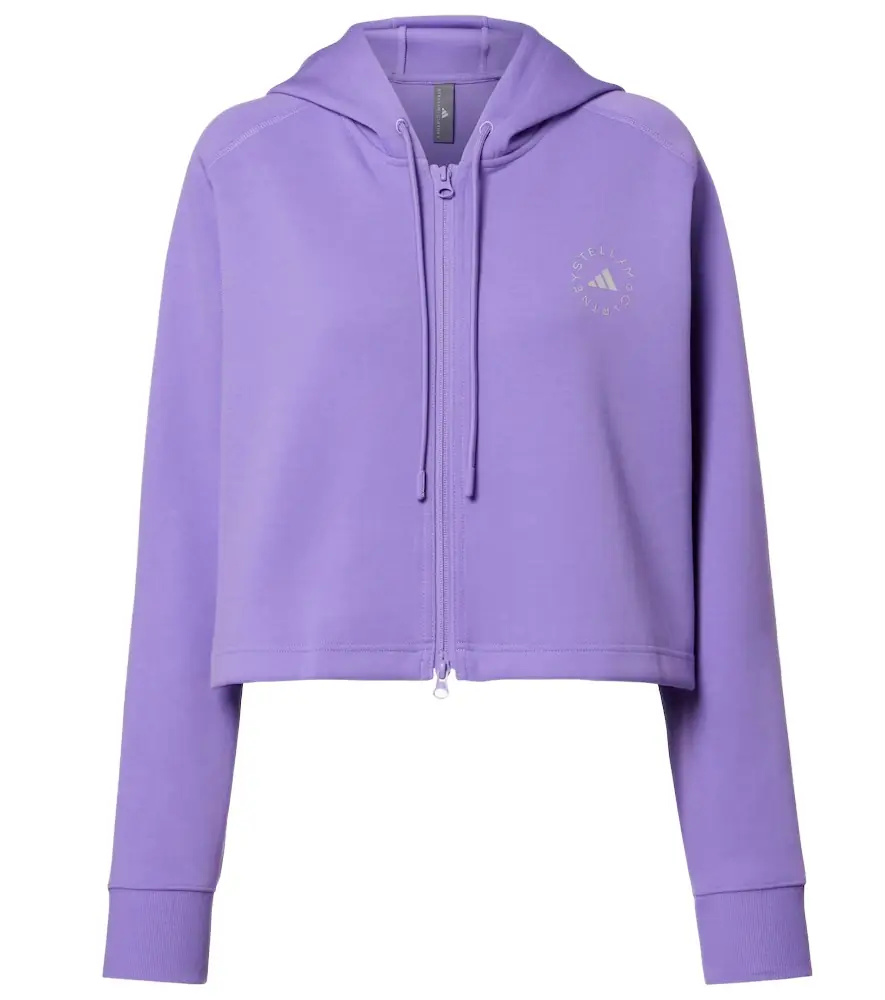 Adidas by Stella McCartney Logo cropped cotton-blend hoodie