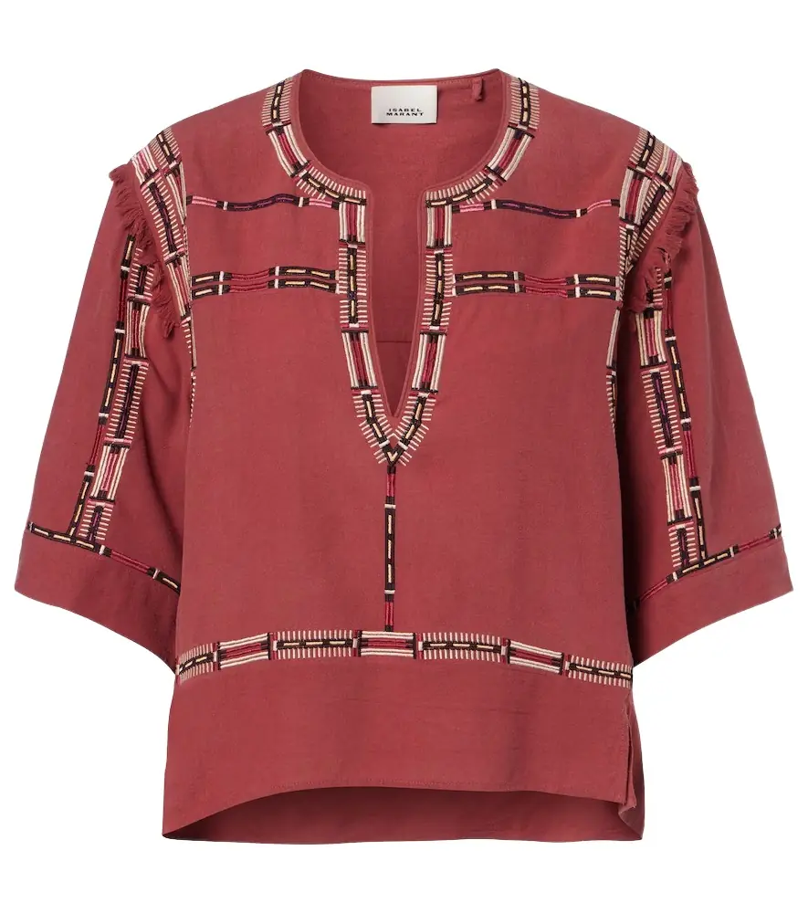 Isabel Marant Fiosa embroidered silk blouse