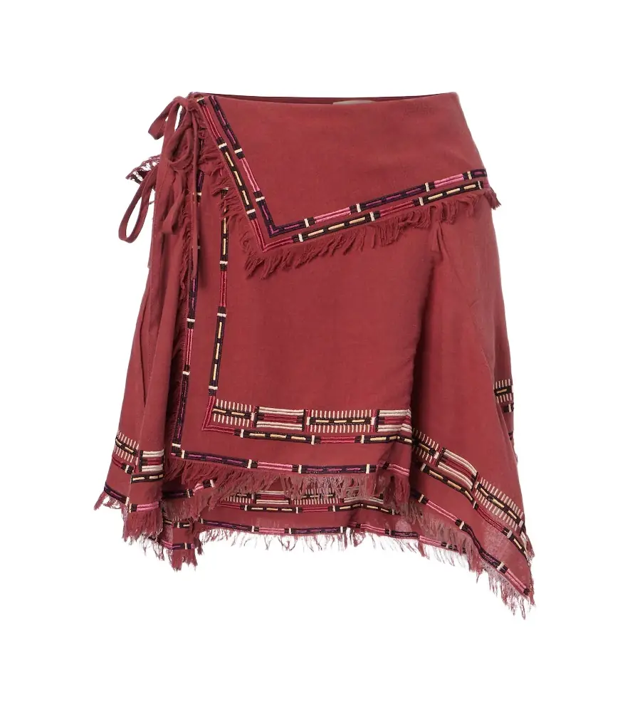 Isabel Marant Feriel embroidered silk wrap skirt