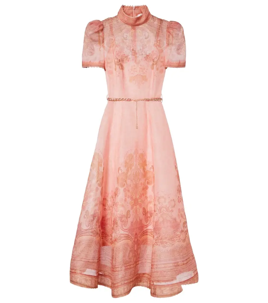 Zimmermann Belted paisley linen and silk midi dress