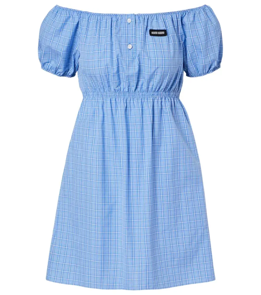 Miu Miu Checked cotton poplin minidress