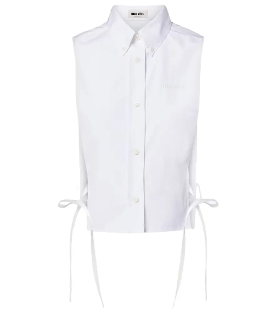Miu Miu Cutout cotton poplin shirt