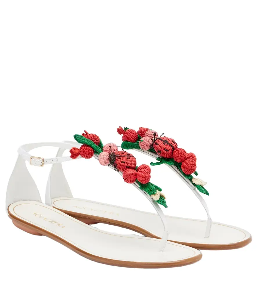 Aquazzura Botanica raffia thong sandals