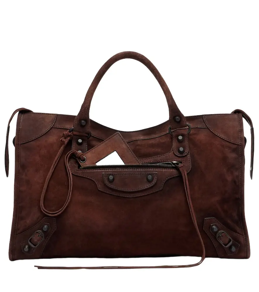 Balenciaga Le City Medium suede top-handle bag
