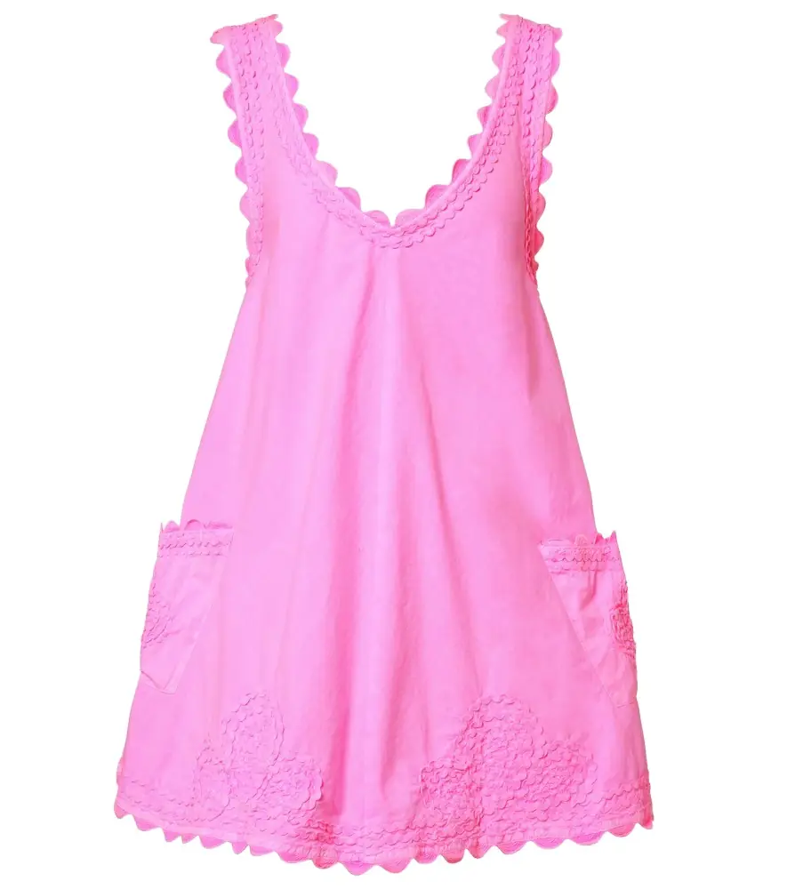 Juliet Dunn Embroidered cotton poplin minidress