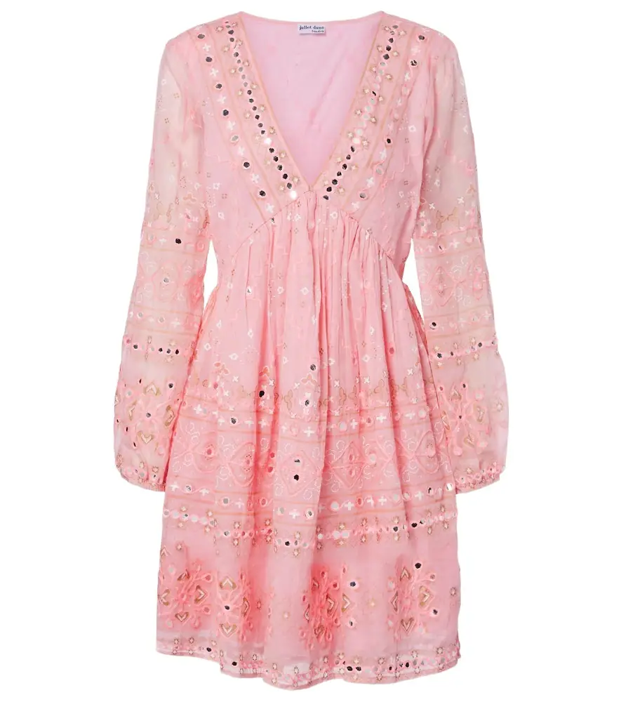 Juliet Dunn Embellished cotton minidress