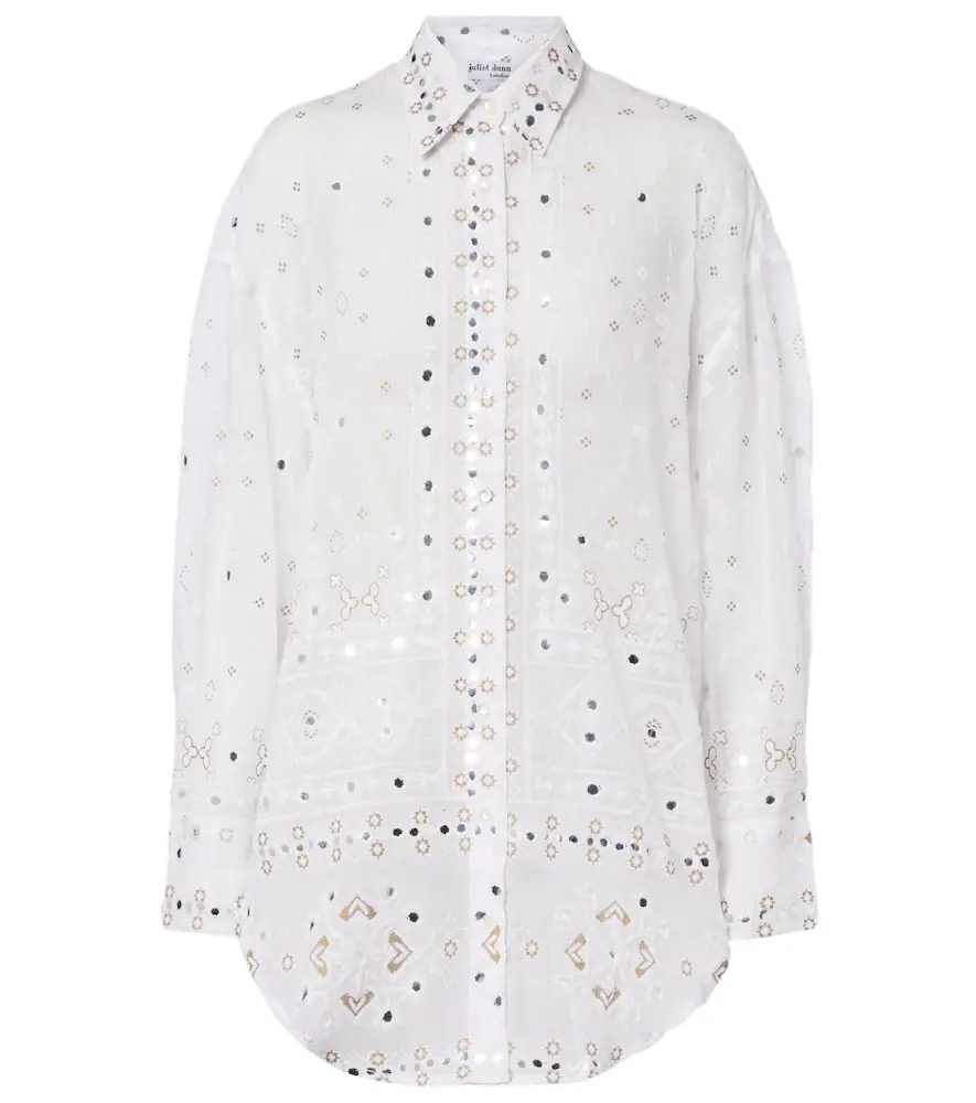 Juliet Dunn Embellished cotton shirt
