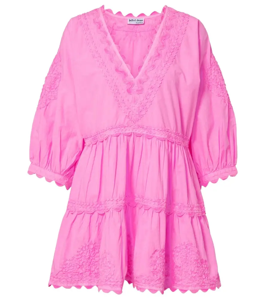 Juliet Dunn Embroidered cotton minidress