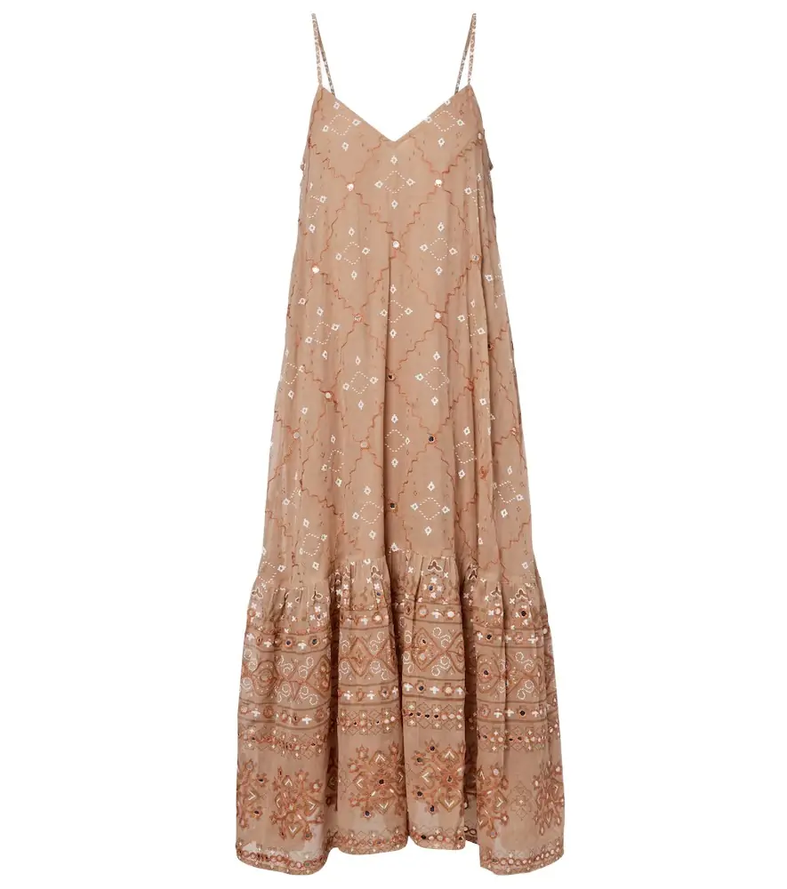Juliet Dunn Embellished cotton midi dress