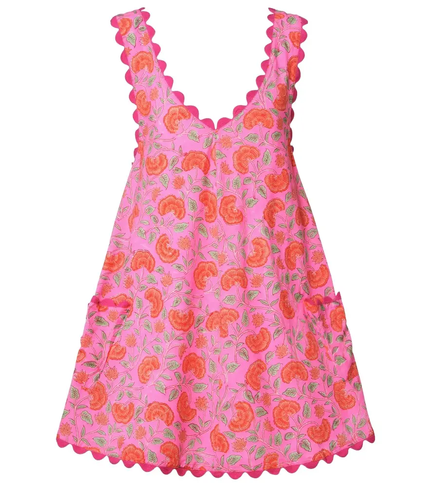 Juliet Dunn Floral scalloped cotton minidress